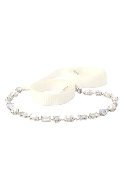 imitation pearl bridal belt in Cream/Silver