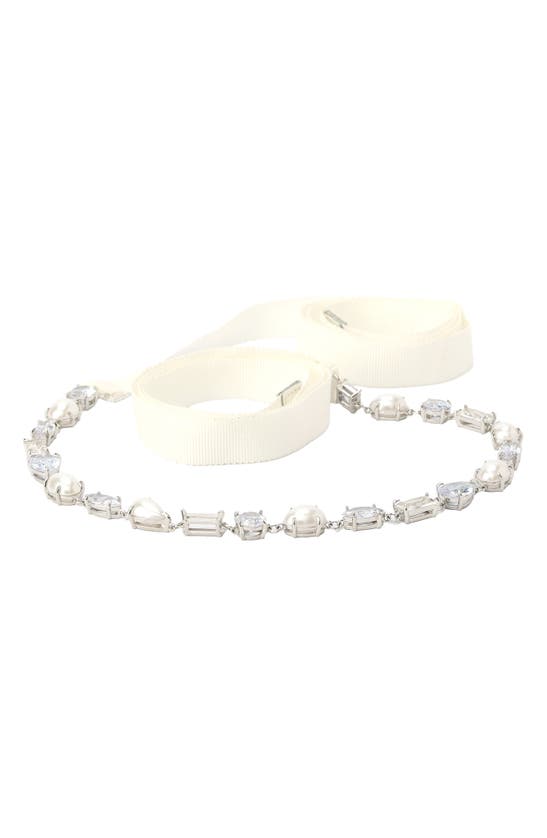 Kate Spade Imitation Pearl Bridal Belt In Cream/ Silver