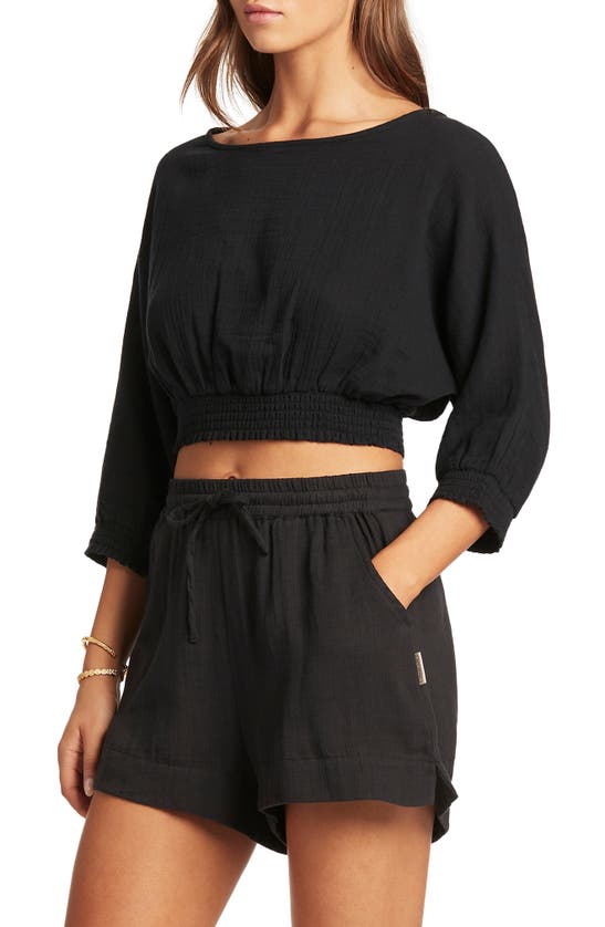 Shop Sea Level Sunset Crop Blouse In Black