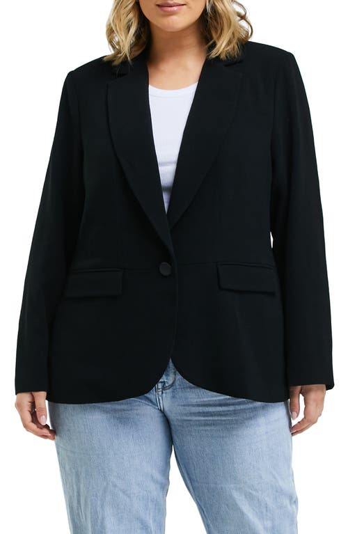 Megan One-Button Crepe Blazer in Black