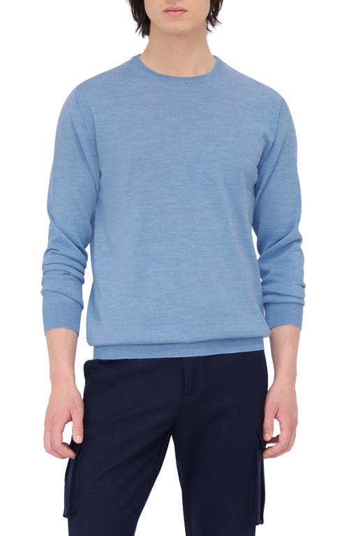 Shop Bugatchi Scott Crewneck Merino Wool Sweater In Air Blue