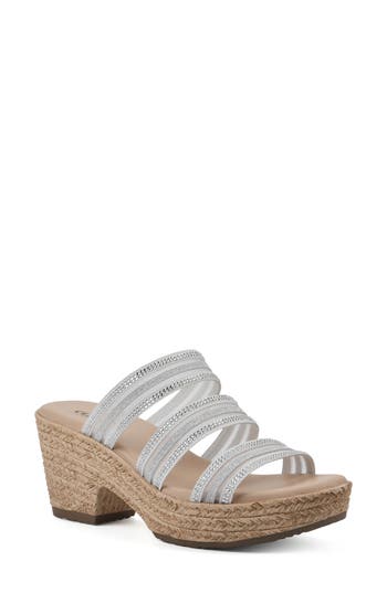 Shop Cliffs By White Mountain Bianna Espadrille Platform Sandal In Silver/met/mesh