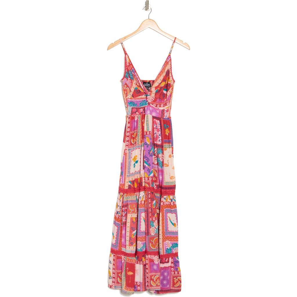Angie Mixed Print Maxi Slipdress In Multi