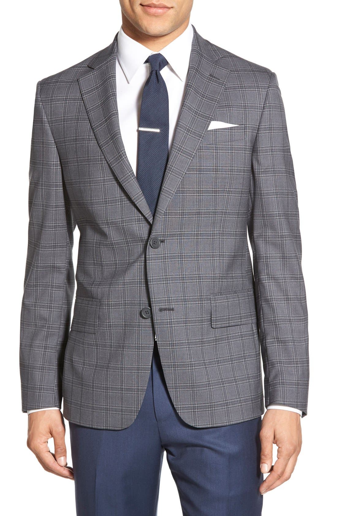 Nordstrom Men's Shop Classic Fit Plaid Tropical Weight Wool Sport Coat