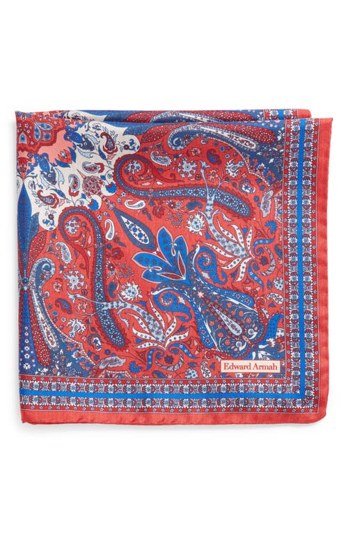 EDWARD ARMAH Persian Print Silk Pocket Square in Red