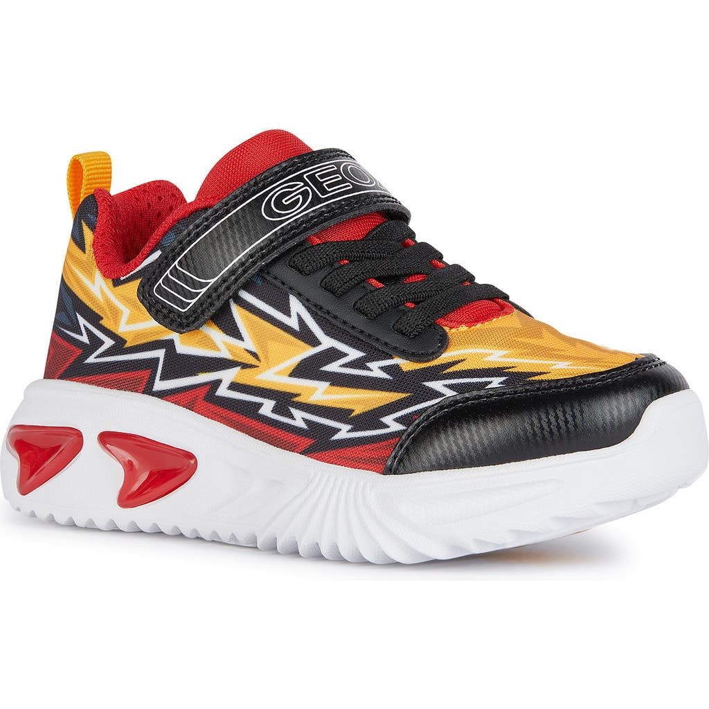 Geox Kids' Assister Light-up Sneaker In Black/red