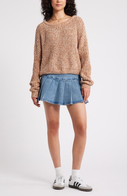 Shop Bp. Relaxed Reversible Sweater In Tan Thrush Marl