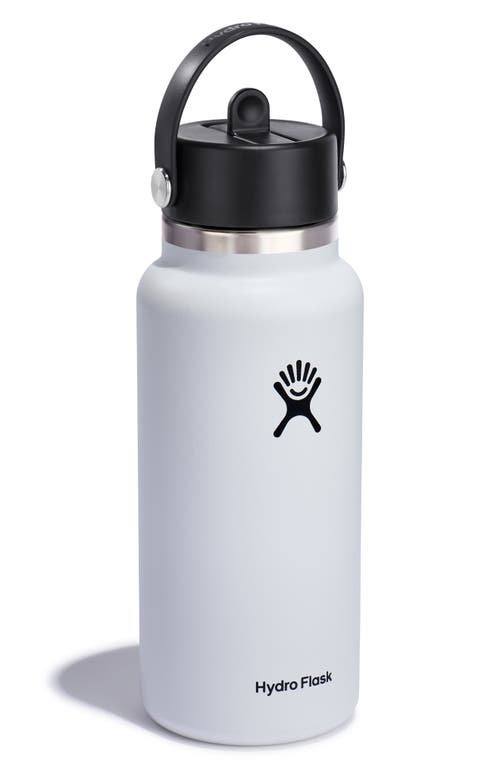 Hydro Flask 32-ounce Wide Mouth Flex Straw Cap Water Bottle In White