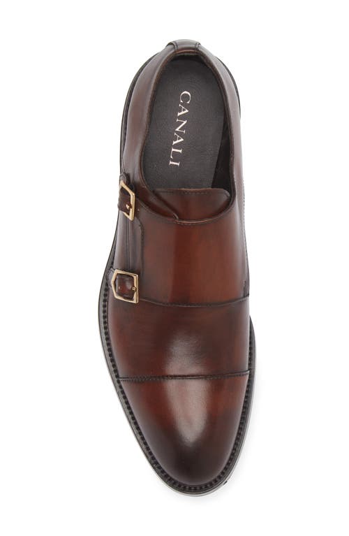 Shop Canali Cap Toe Double Monk Strap Shoe In Brown