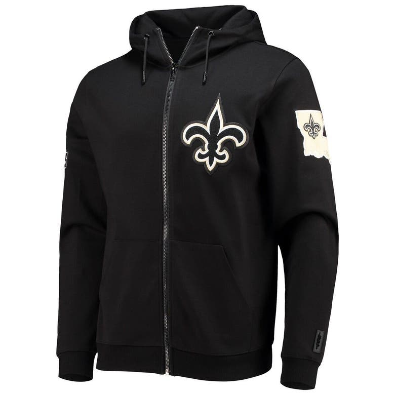 PRO STANDARD PRO STANDARD BLACK NEW ORLEANS SAINTS 4-HIT FULL-ZIP HOODIE