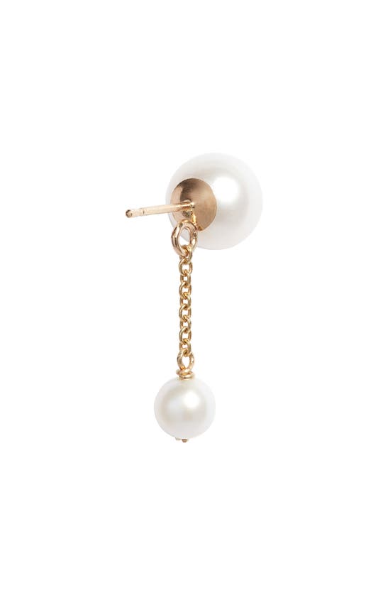 Shop Poppy Finch Duo Cultured Pearl Drop Earrings In 14k Yellow Gold