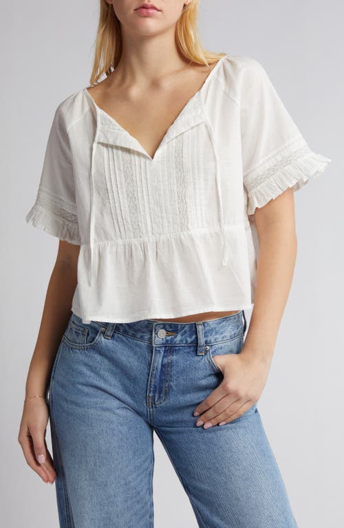 BP. Lace Trim Cotton Top in Ivory at Nordstrom, Size Xx-Small