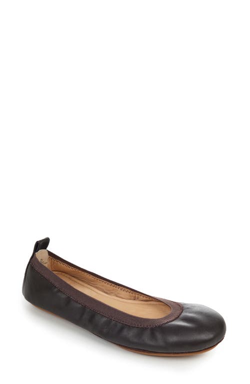 Yosi Samra Samara Foldable Ballet Flat In Ground Coffee Leather