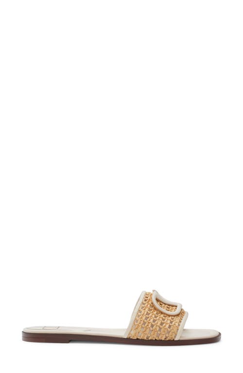 Shop Valentino Garavani Vlogo Raffia Slide Sandal In Naturale/light Ivory