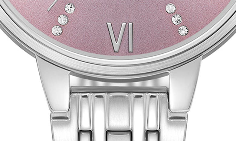Shop Bcbg Max Azria Crystal Embellished 3-hand Quartz Bracelet Watch, 32mm In Silver