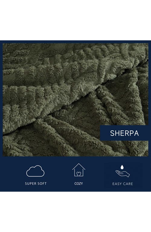 Nautica Declan Sherpa Reversible Throw Blanket In Green