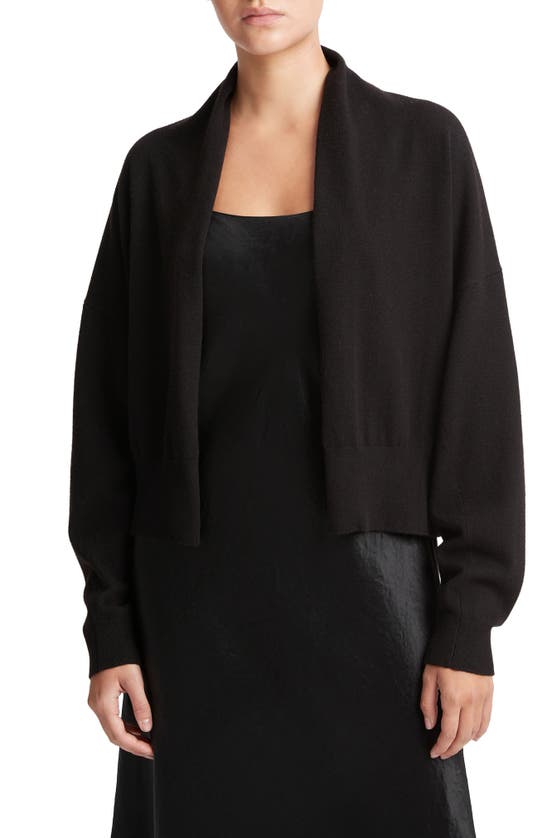 Shop Vince Shawl Collar Open Front Cardigan In Black