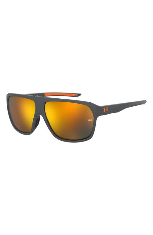 Under Armour Dominate 62mm Oversize Rectangular Sunglasses in Grey /Blue Gradient at Nordstrom