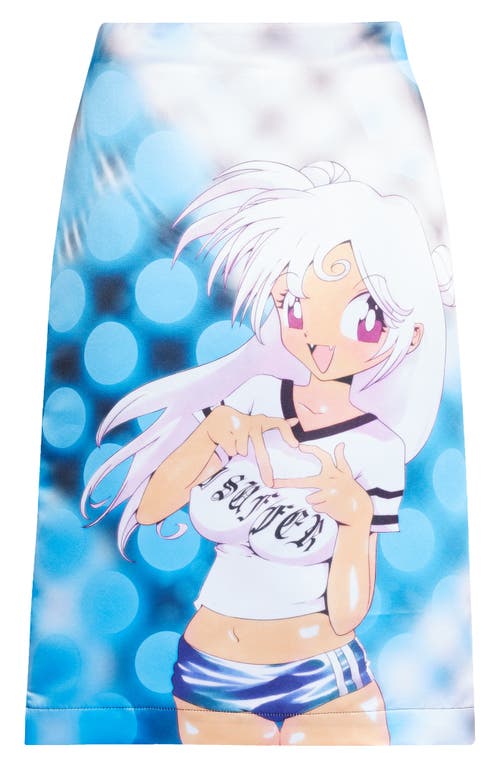 Shop Ashley Williams Manga Poster Skirt In Blue Multi