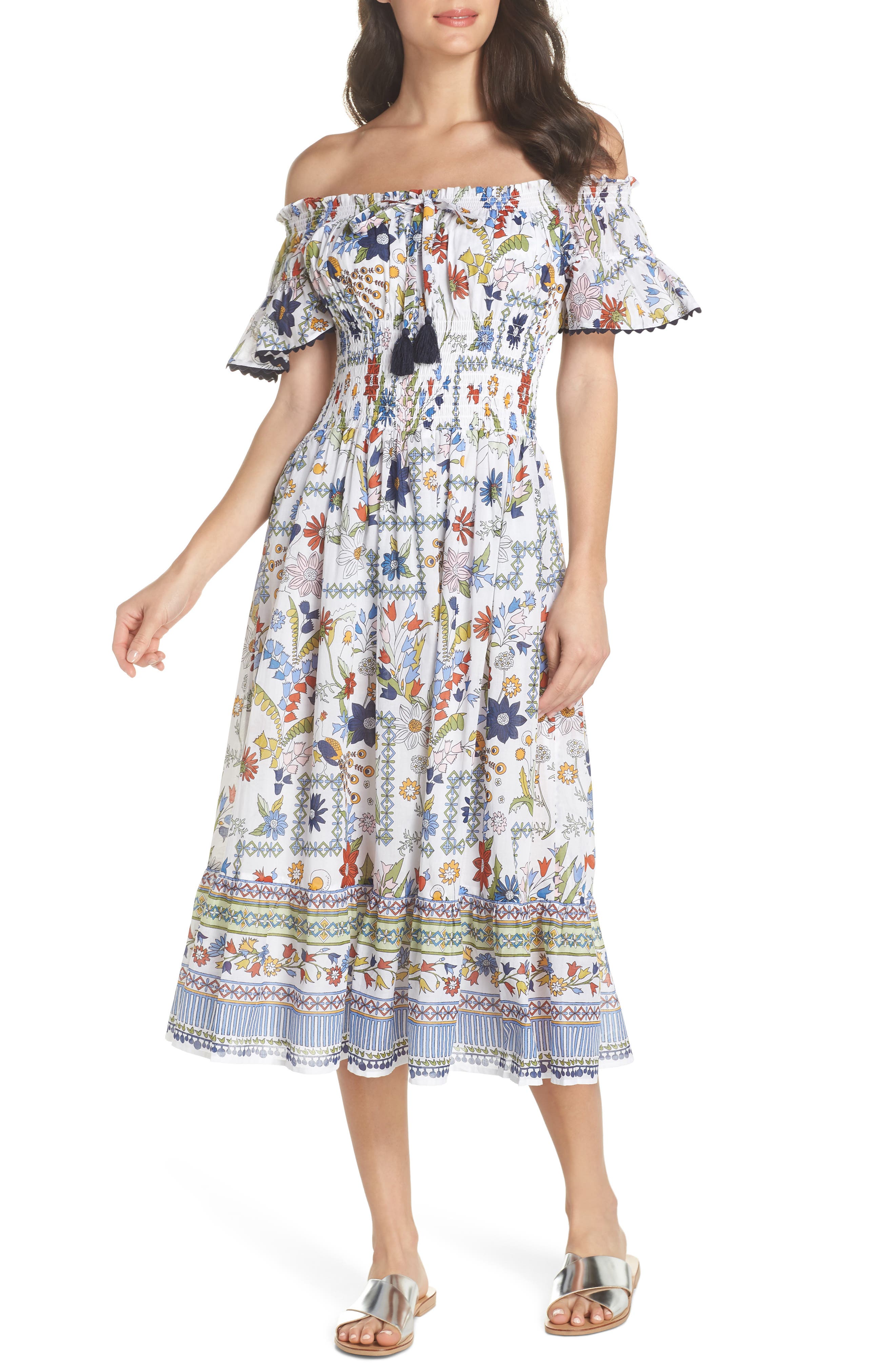 Tory Burch Meadow Folly Off The Shoulder Cover-Up Dress
