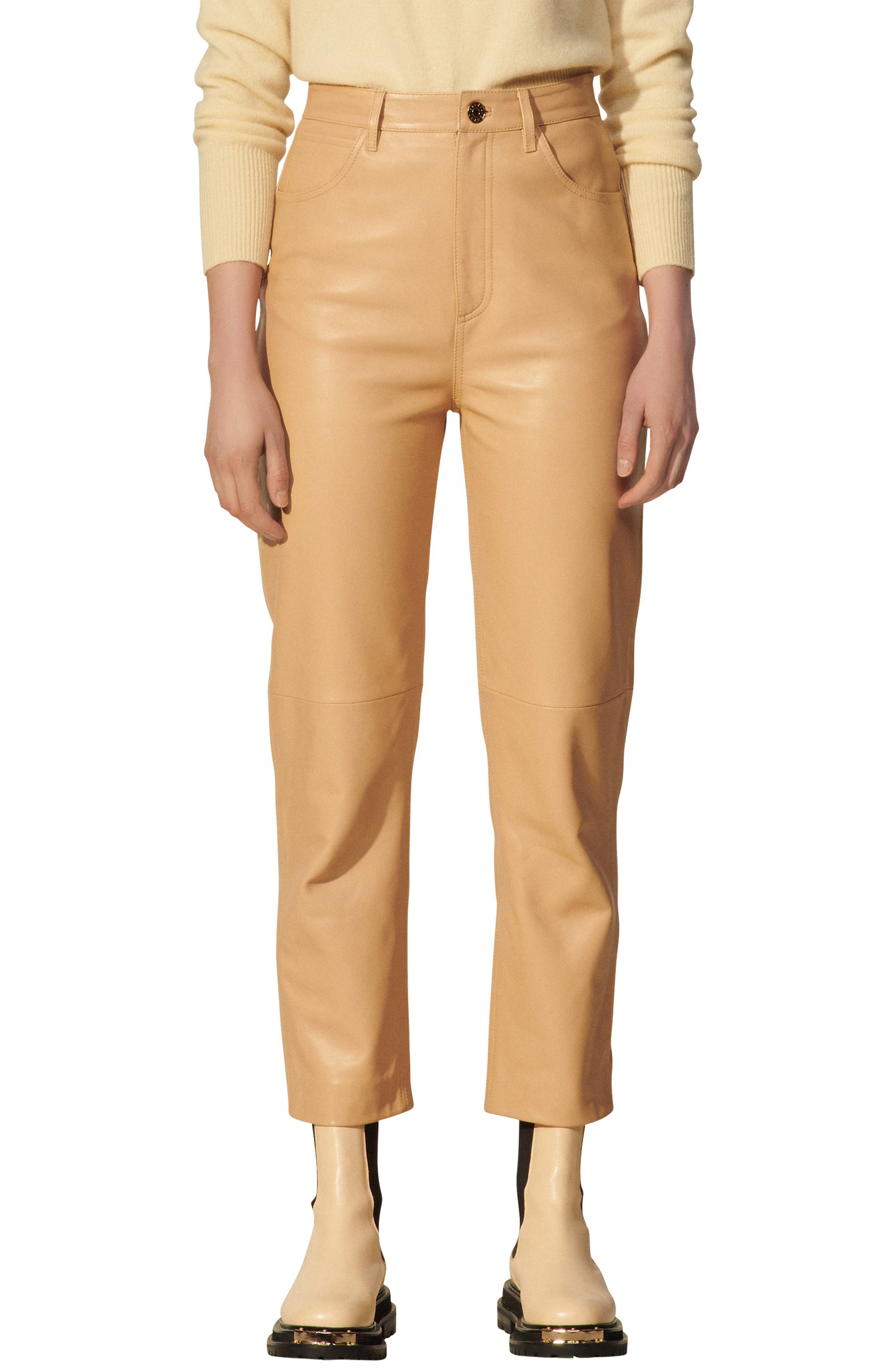 Sandro Francis Slim Leg Leather Pants 