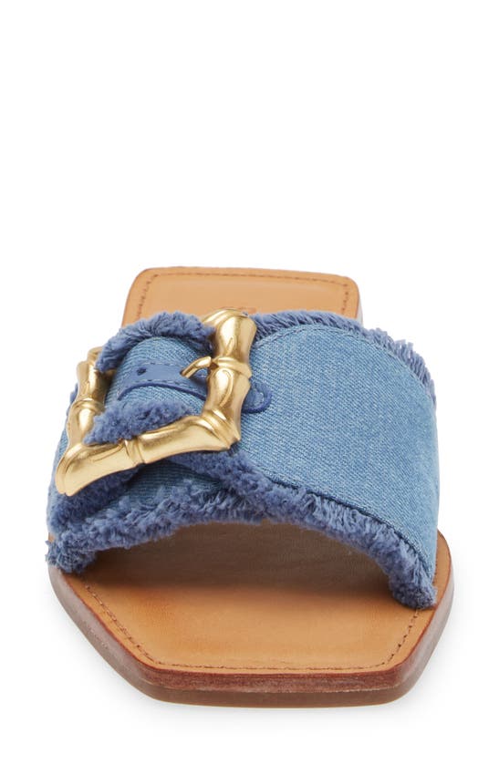 Shop Schutz Enola Flat Sandal In Azul/ Summer Jeans