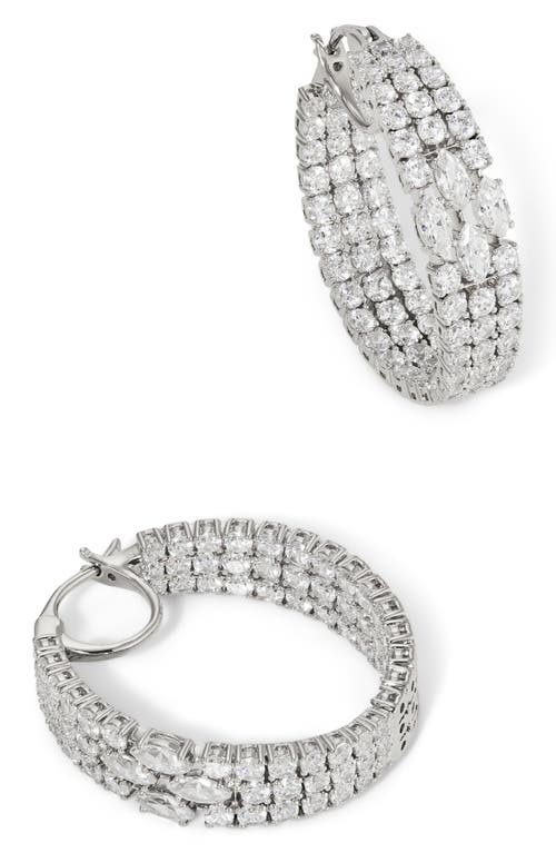 NADRI NADRI LAYERED CUBIC ZIRCONIA HOOP EARRINGS
