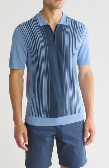 Shop Dkny Sportswear Dkny Gabe Zipper Sweater Polo In Shady Blue
