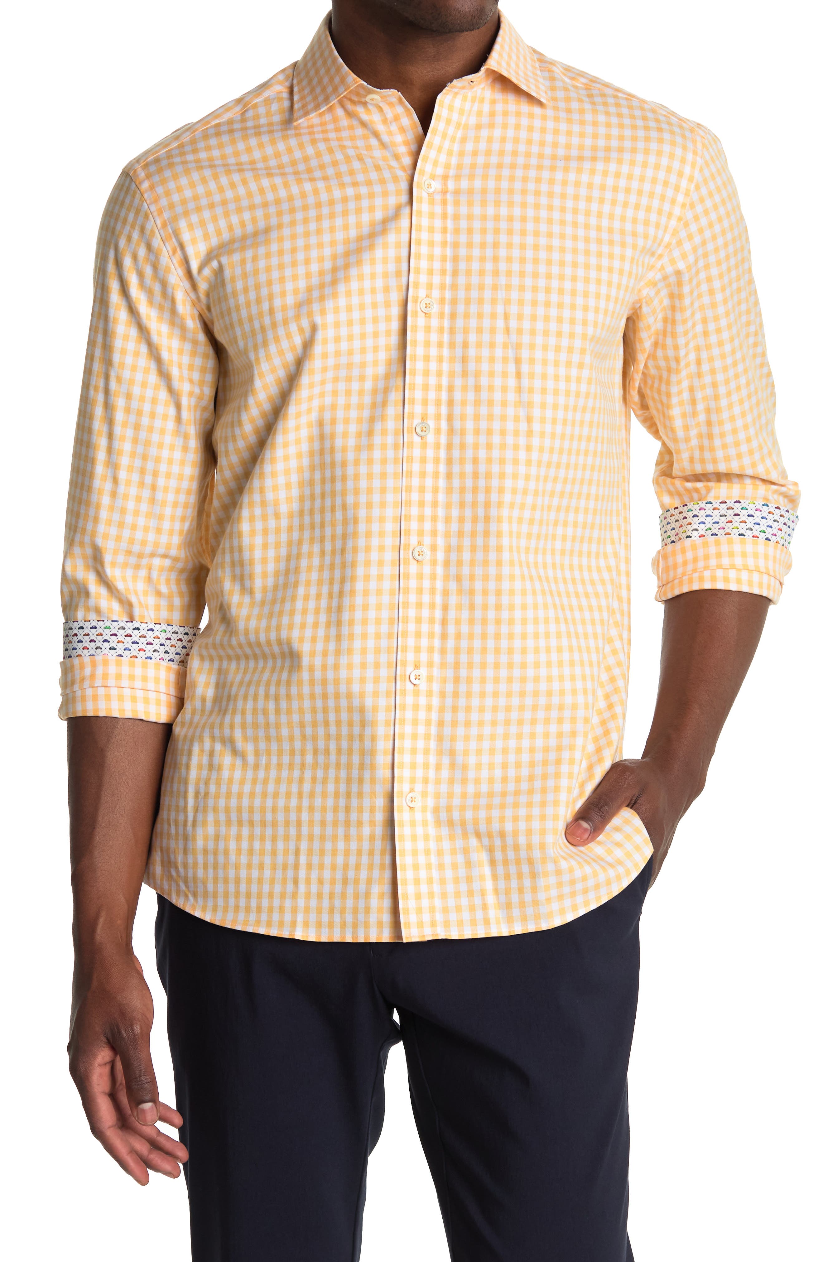 Bugatchi Check Print Shaped Fit Shirt 