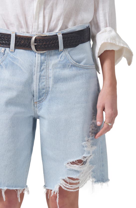 Shop Citizens Of Humanity Ayla High Waist Cutoff Denim Bermuda Shorts In Starlit