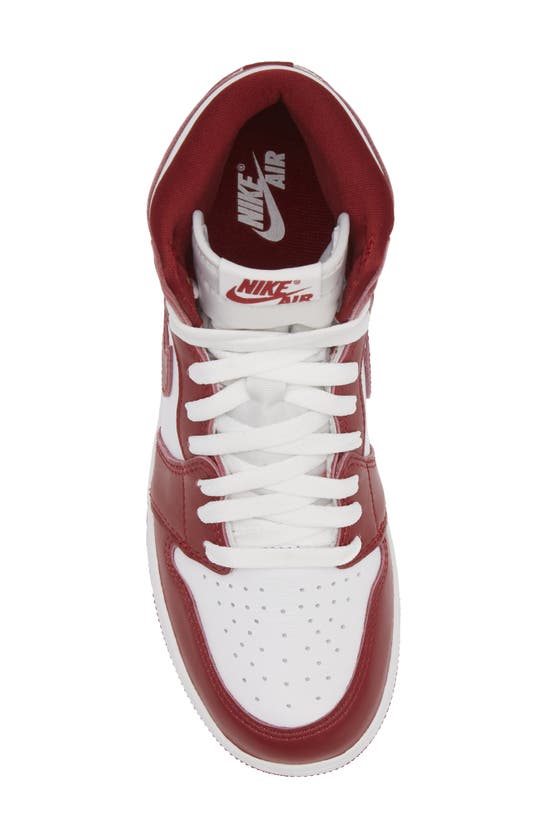 Shop Jordan Kids' Air  1 Retro High Basketball Shoe In White/ Team Red