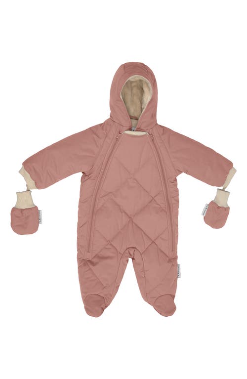 7 A. M. Enfant Benji Water Repellent Hooded Snowsuit with Attached Mittens in Rose Dawn at Nordstrom