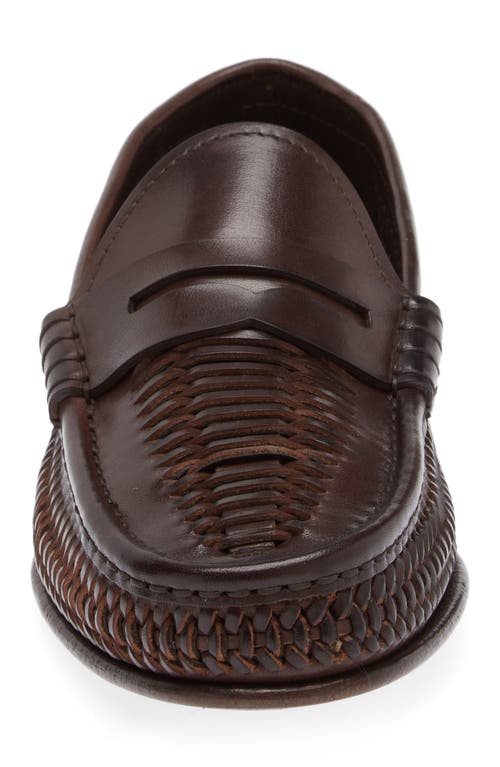 Shop Ralph Lauren Purple Label Chalmers Woven Penny Loafer In Luggage Brown