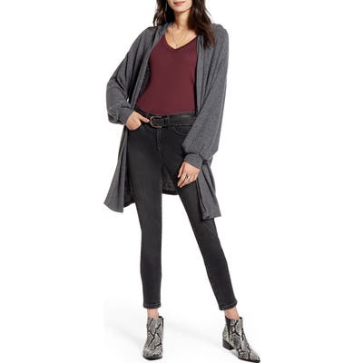 Treasure & Bond Cozy Hooded Cardigan, Grey