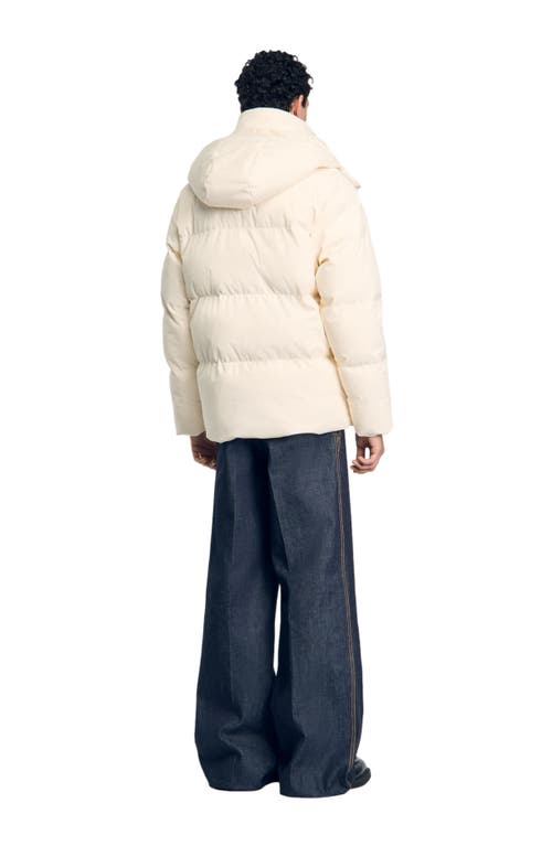 Shop Sandro Quilted Puffer Jacket In Cream