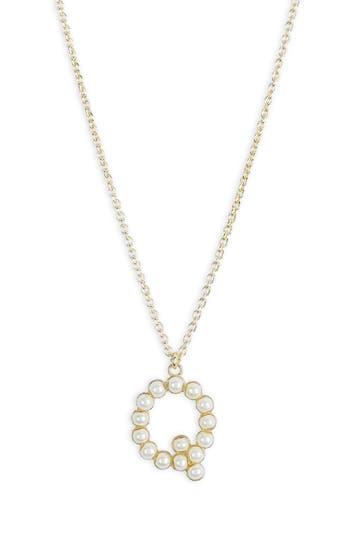 Meshmerise Imitation Pearl Initial Pendant Necklace In Yellow-q