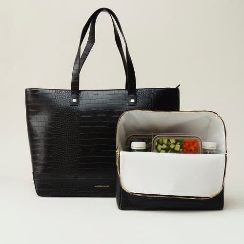 Shop Modern Picnic The Tote In Black Croc