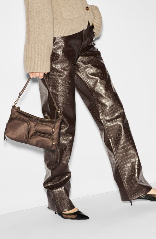 Shop Mz Wallace Petite Chelsea Nylon Shoulder Bag In Walnut