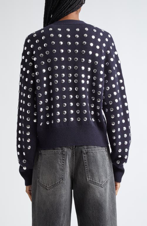 Shop Haikure Chelsea Studded Merino Wool Cardigan In Navy