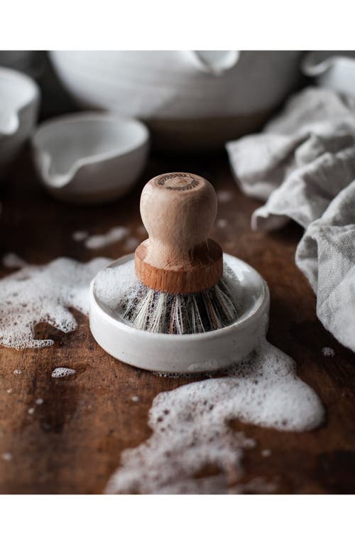 Farmhouse Pottery Laurel Scrubbing Brush & Ceramic Holder in Brown at Nordstrom