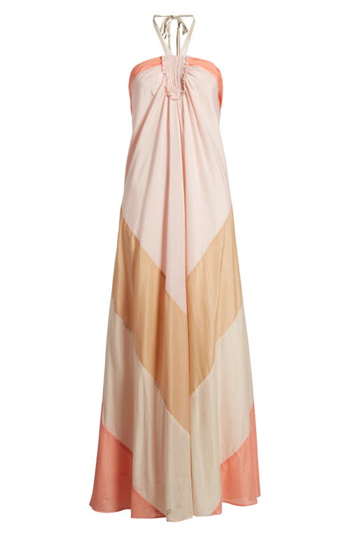 XIRENA XÍRENA MAYLA CHEVRON HALTER COTTON & SILK MAXI DRESS 