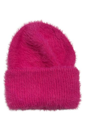Marcus Adler Eyelash Knit Cuffed Beanie In Hot Pink