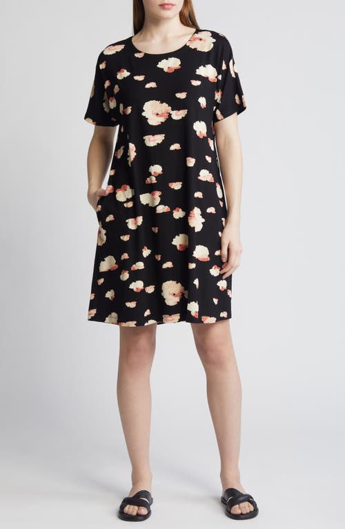 Masai Copenhagen Gertie Floral Print Shift Dress In Black/hibiscus