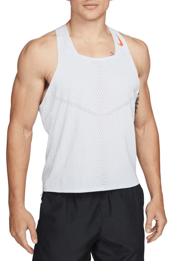 Nike Dri-fit Advanced Aeroswift Racing Tank In Grey/ Bright Crimson