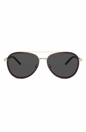 Tory burch small 57mm top polarized metal aviator sunglasses