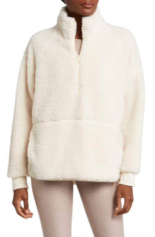 Take Flight High Pile Fleece Half Zip Pullover in Ivory