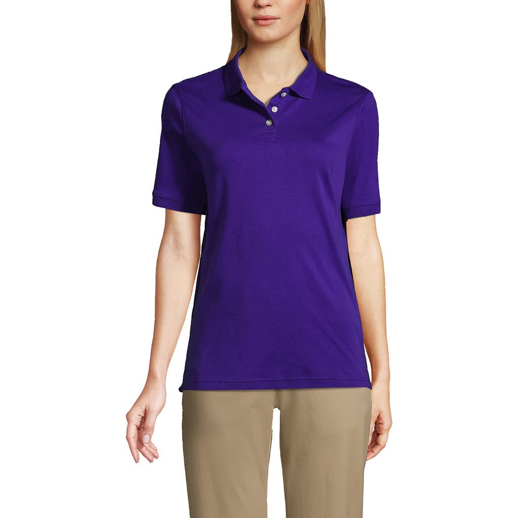 Lands' End School Uniform Short Sleeve Interlock Polo Shirt In Deep Purple
