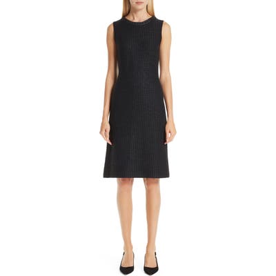St. John Collection Adina Chain Trim Knit Dress, Black