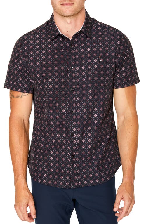 7 Diamonds Floral Dance Short Sleeve Button-Up Shirt in Black at Nordstrom, Size X-Large