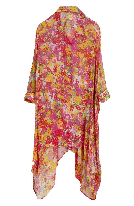 Shop Saachi Floral Print Cover-up Kaftan In Pink Combo